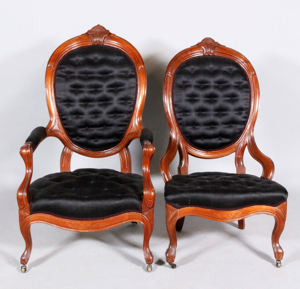 Appraisal: - Piece Victorian Parlor Set Seven piece Victorian parlor set