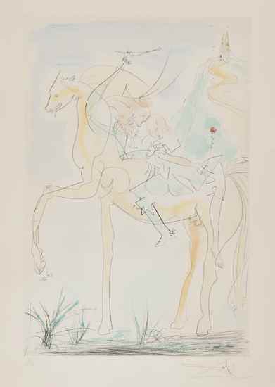 Appraisal: Salvador Dal - Couple on Horseback m l drypoint with