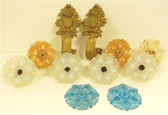 Appraisal: Nine Czechoslovakian '' glass curtain tie backs including four opalescent