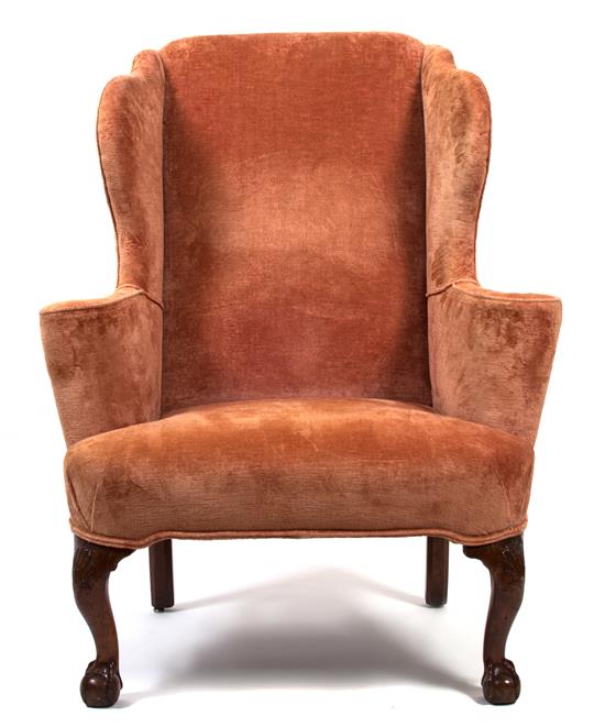 Appraisal: Sale Lot A George I Style Walnut Upholstered Wing Chair