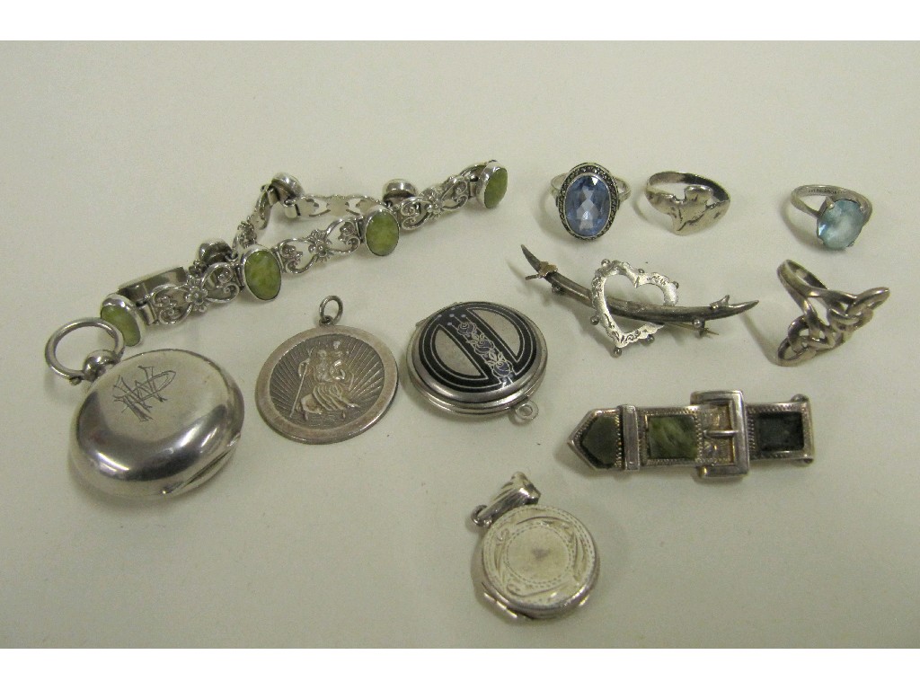 Appraisal: Lot comprising sovereign case Victorian silver bar brooches silver stone