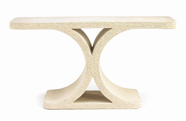 Appraisal: Karl Springer American - console circa poured stone height in