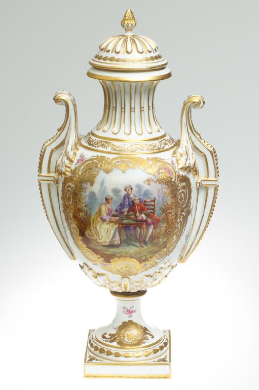 Appraisal: LARGE PARIS PORCELAIN TWO-HANDLED VASE AND COVER LATE th CENTURY