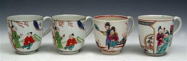 Appraisal: A PAIR OF WORCESTER POLYCHROME COFFEE CUPS painted in polychrome