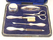 Appraisal: A boxed six piece silver manicure set Charles Bradbury Son