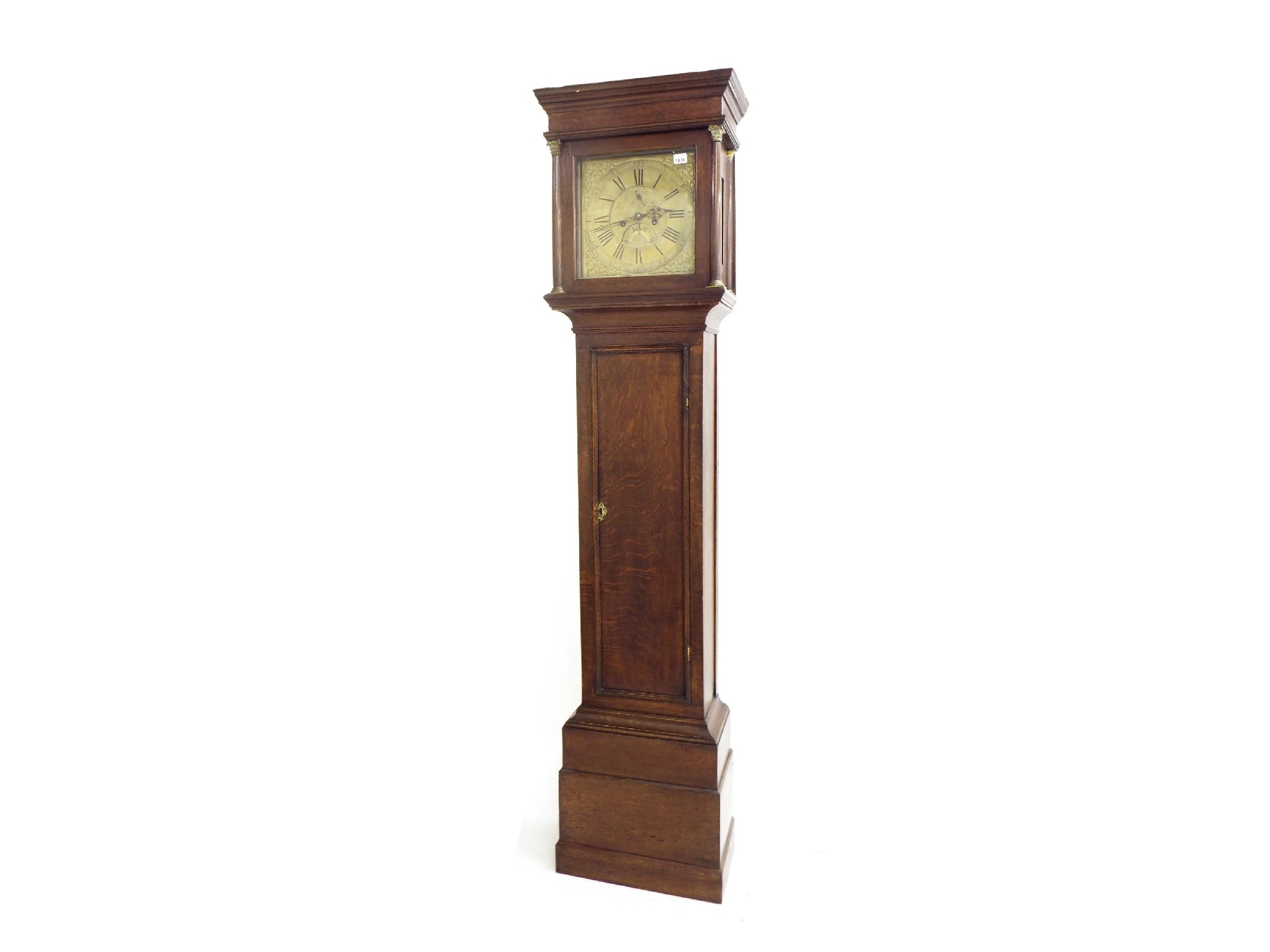 Appraisal: Oak eight day longcase clock the square brass dial signed