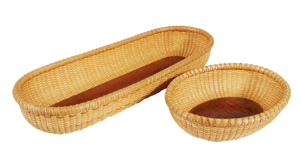 Appraisal: Two Nantucket style Lakewood woven basket bowls One oval one