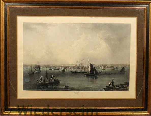 Appraisal: Large framed and matted engraved print Boston engraved by C