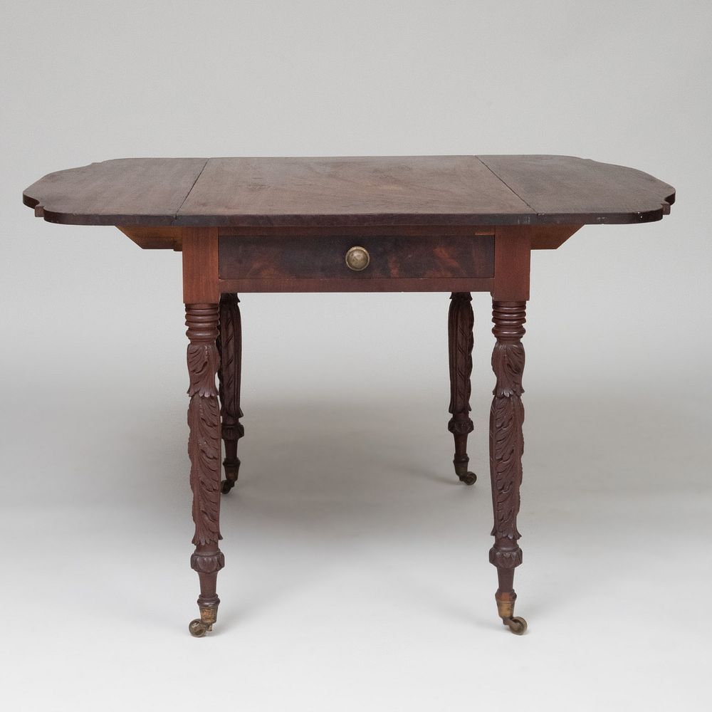 Appraisal: Federal Mahogany Drop Leaf Table x x in closed x