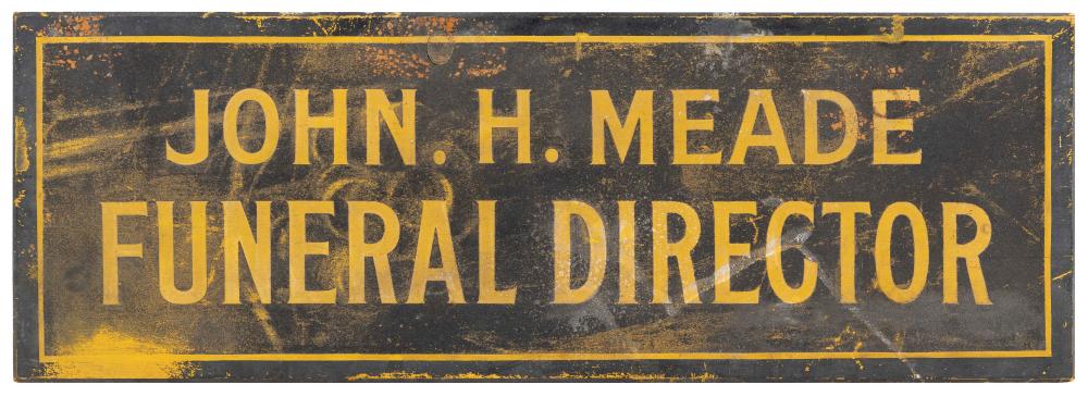 Appraisal: WOODEN FUNERAL DIRECTOR TRADE SIGN EARLY TH CENTURY X WOODEN