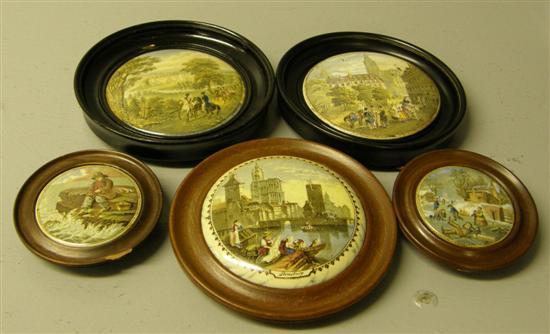 Appraisal: Five Pratt Ware pot lids The Great Duke of Wellington