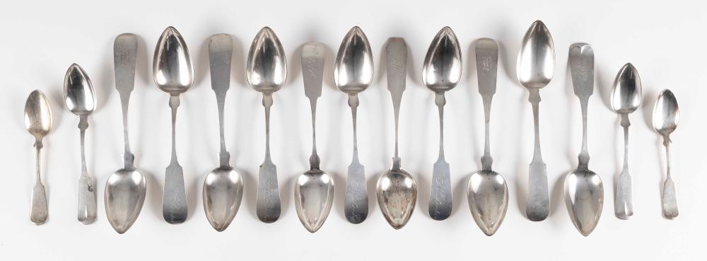 Appraisal: FIFTEEN AMERICAN COIN SILVER SPOONS MID- TH CENTURY APPROX TOTAL