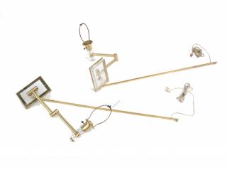 Appraisal: Pair of Brass and Lucite Sconces Pair of brass and