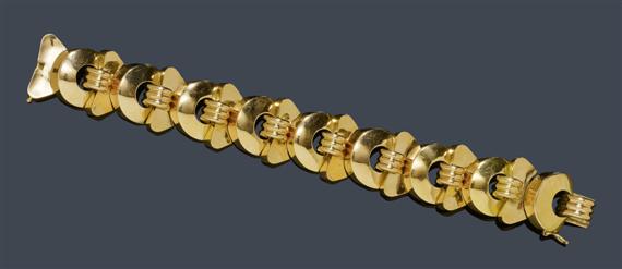 Appraisal: GOLD BRACELET France ca Yellow gold g Casual decorative bracelet