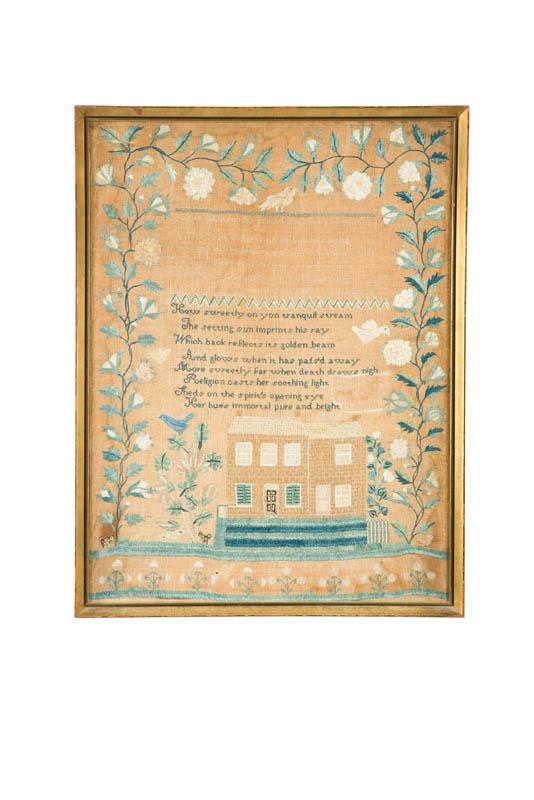 Appraisal: SAMPLER Eliza Myers American possibly Pennsylvania silk on linen Two-story