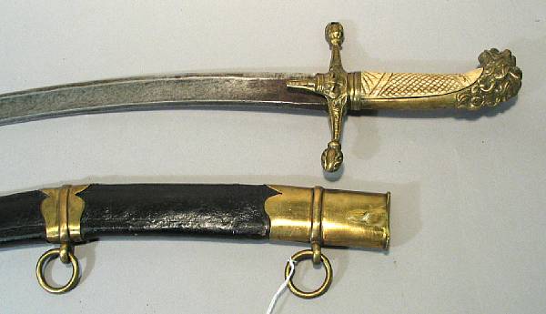 Appraisal: A British military saber th century Sharply curved unmarked inch