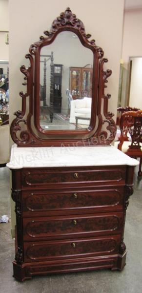 Appraisal: A mahogany Victorian Renaissance Revival child-size dresser with mirror burl