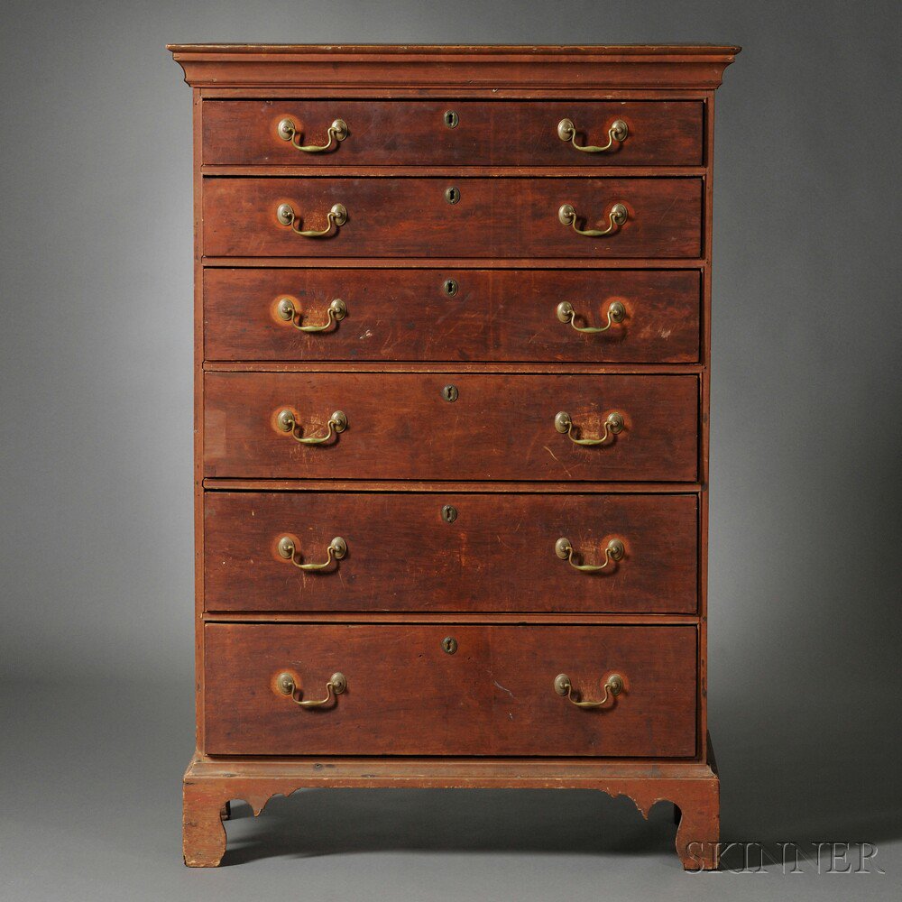 Appraisal: Chippendale Red-stained Maple Tall Chest of Drawers possibly New Hampshire