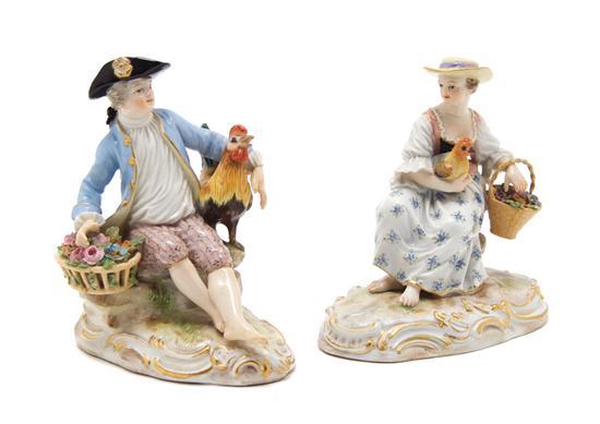 Appraisal: Two Meissen Porcelain Figural Groups depicting a gentleman and a