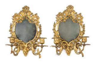 Appraisal: A Pair of Rococo Style Gilt Metal Sconces Height inches