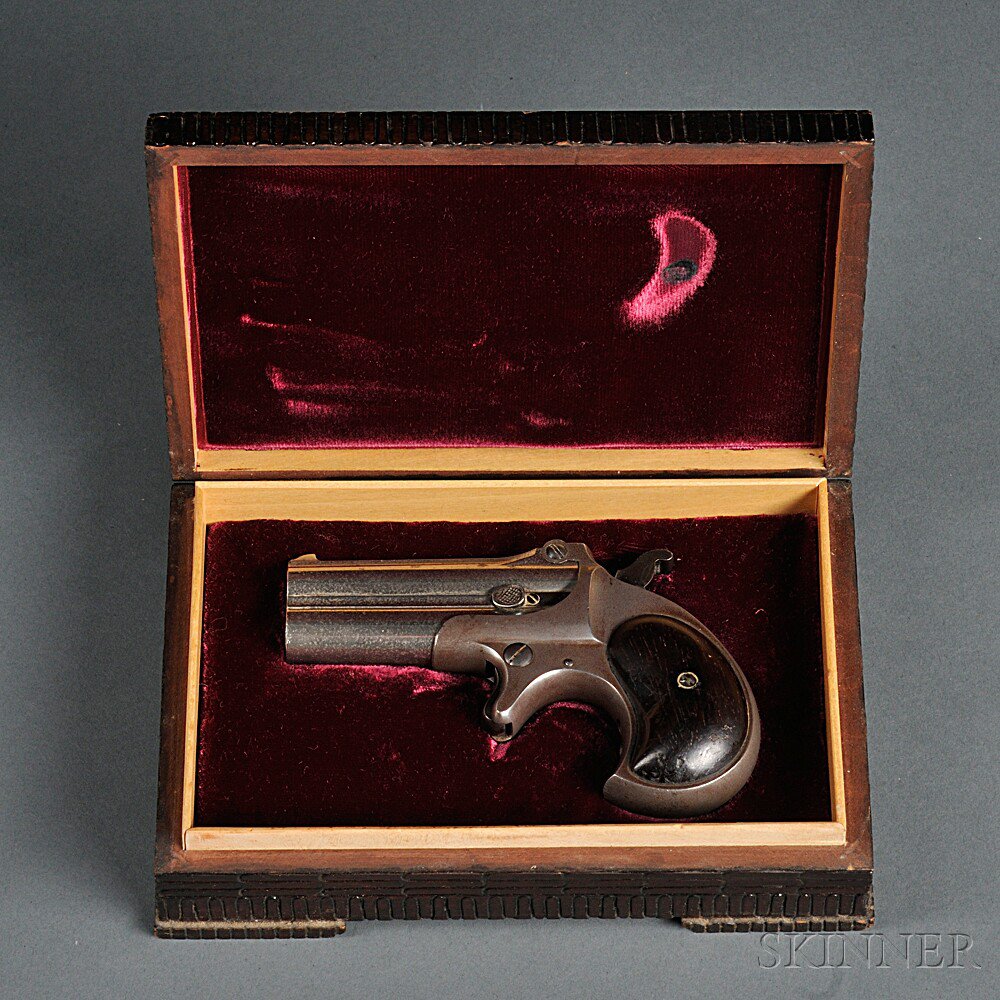 Appraisal: Cased Remington Double-Deringer Pistol c - serial number rosewood grips