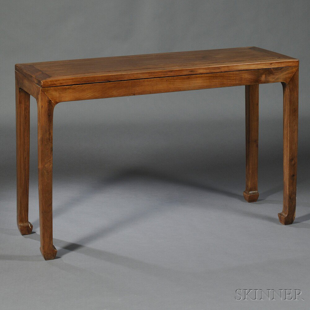 Appraisal: Corner Leg Table China th century hardwood single-board top set