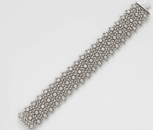 Appraisal: A diamond flexible bracelet Italy Italian assay marks estimated total