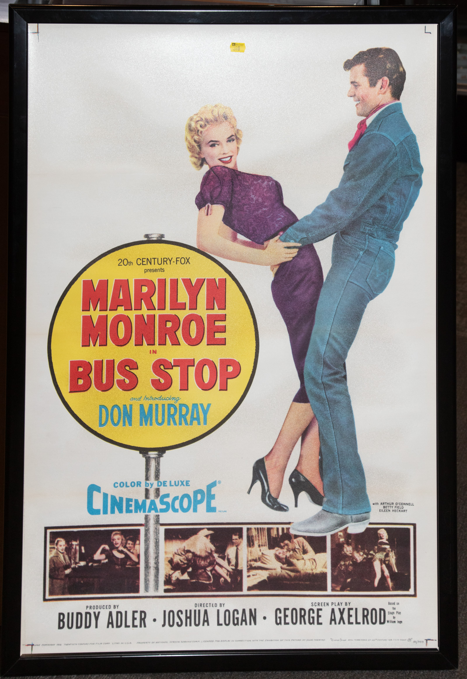 Appraisal: BUS STOP MOVIE POSTER Staring Marylin Monroe x in framed