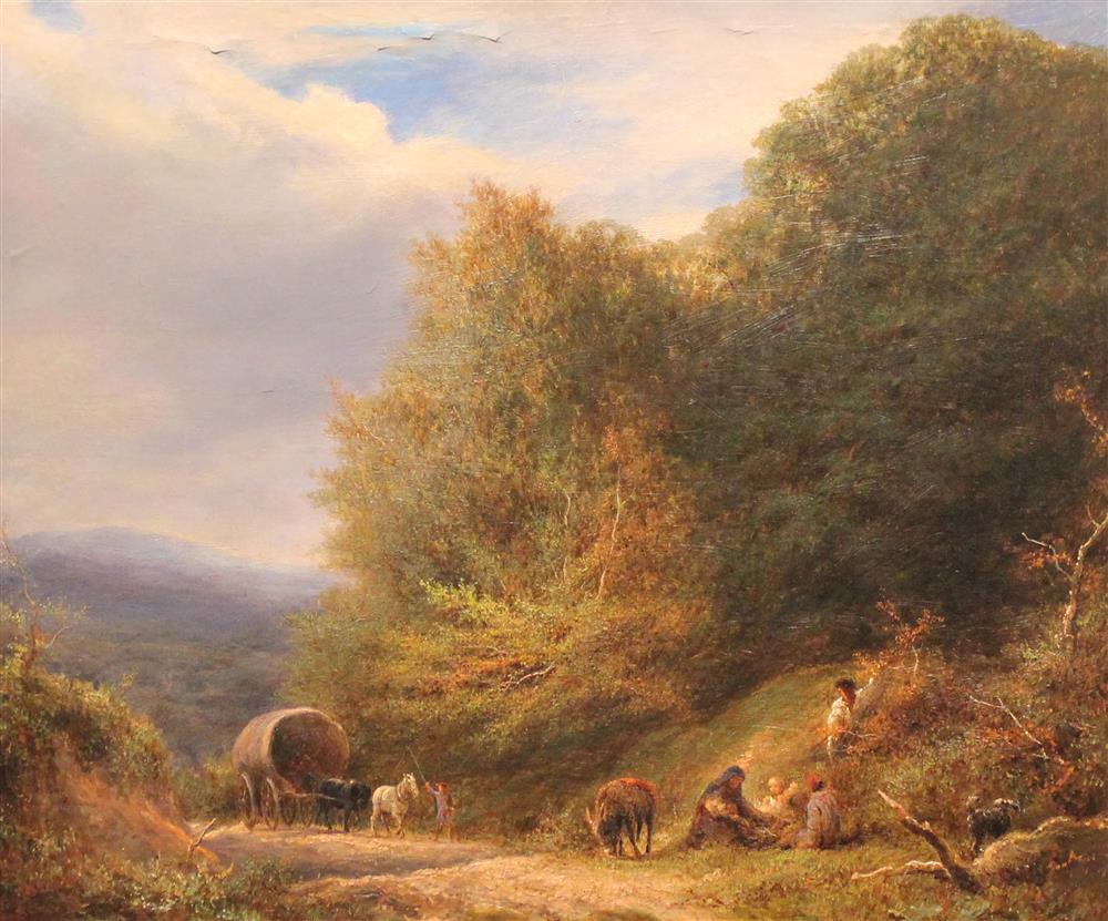 Appraisal: WILLIAM LINNELL BRITISH - FAMILY WITH HORSE AND CARAVAN ON