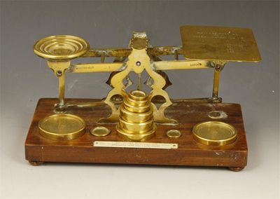 Appraisal: A set of Victorian brass postal scales stamped 'Mordon Co