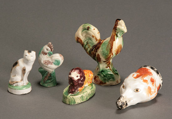 Appraisal: Group of Four English Ceramic Figures of Animals and a