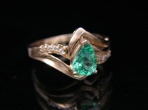 Appraisal: Columbian Emerald Diamond Ring K yellow gold contemporary ring with