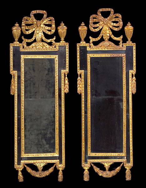 Appraisal: A pair of Italian Neoclassical giltwood pier mirrors late th