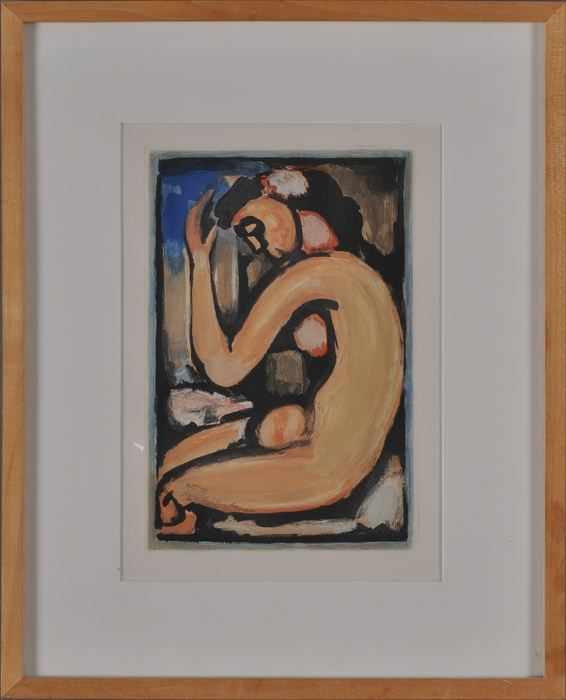 Appraisal: AFTER GEORGE ROUAULT FEMALE FIGURE Soft ground etching signed and