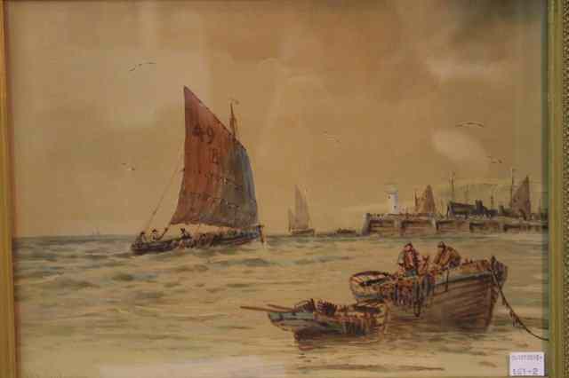 Appraisal: Robert Anderson British - Marine scene of fishing boats being