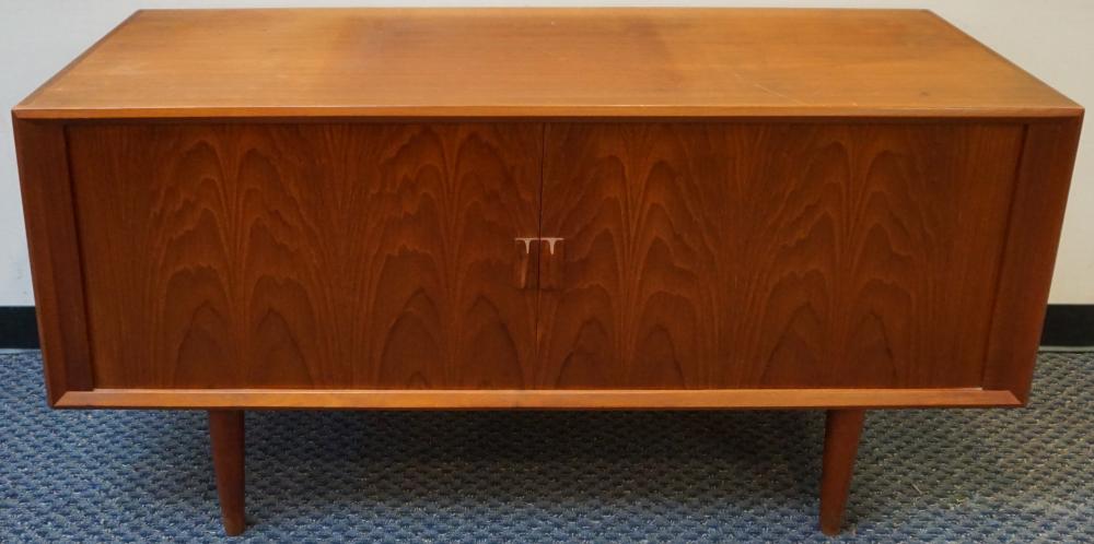 Appraisal: SVEND AANG LARSEN MID-CENTURY MODERN DANISH TEAK TAMBOUR DOOR SIDEBOARD