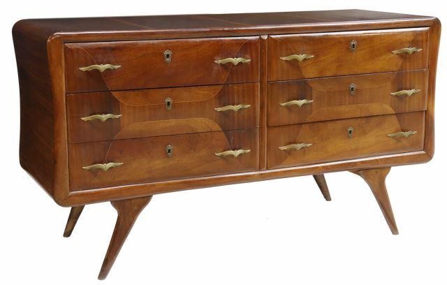 Appraisal: Italian mid-century modern walnut chest of drawers c s rectangular