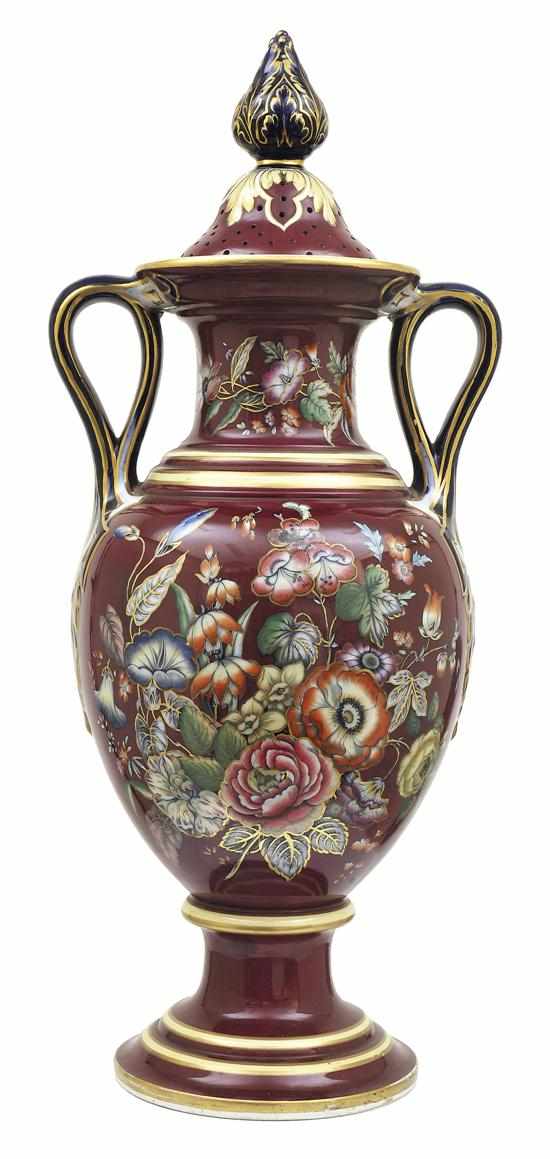 Appraisal: A LARGE VICTORIAN TWO HANDLED POTPOURRI WITH COVER Raised on