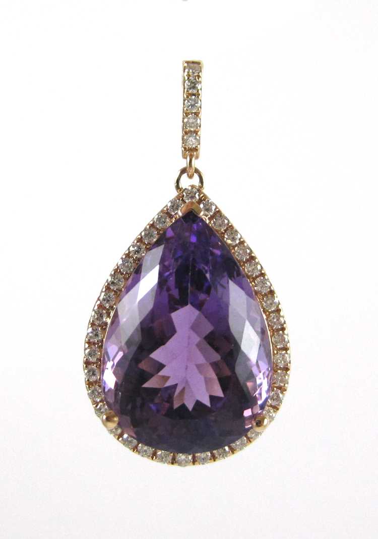 Appraisal: AMETHYST DIAMOND AND ROSE GOLD PENDANT The k gold pendant