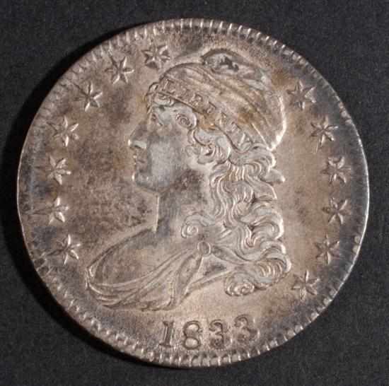 Appraisal: United States capped bust type silver half dollar AU- with