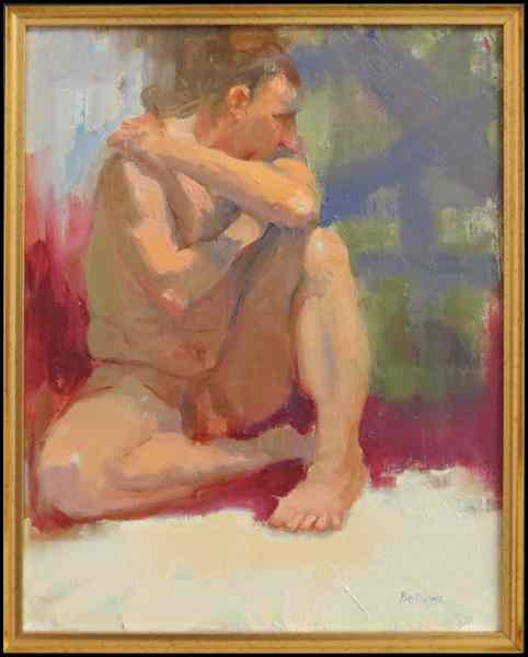 Appraisal: JAYNE BELLOWS AMERICAN TH CENTURY MALE NUDE Oil on canvas