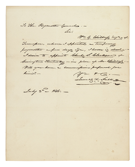 Appraisal: POLK JAMES K Brief Autograph Letter Signed as President to