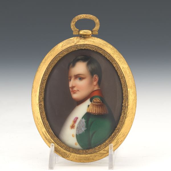 Appraisal: NAPOLEON BONAPARTE PORCELAIN PORTRAIT MINIATURE x Oval porcelain portrait miniature