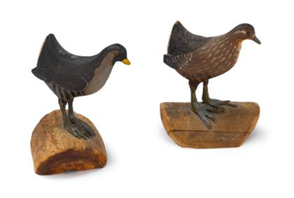 Appraisal: Pair of carved and painted miniature Virginia Rails Drake and