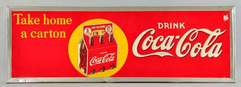 Appraisal: Embossed Tin Coca-Cola Sign Description A few crimps dents a