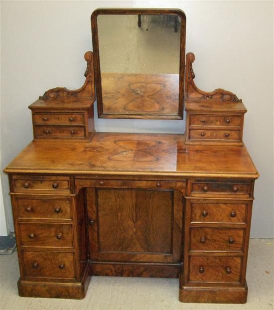 Appraisal: th century walnut dressing table the top with a mirror