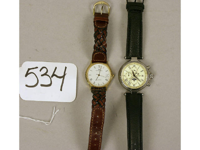 Appraisal: Pair of gentleman's wristwatches Stienhauser Chronographic and Junghaus quartz both