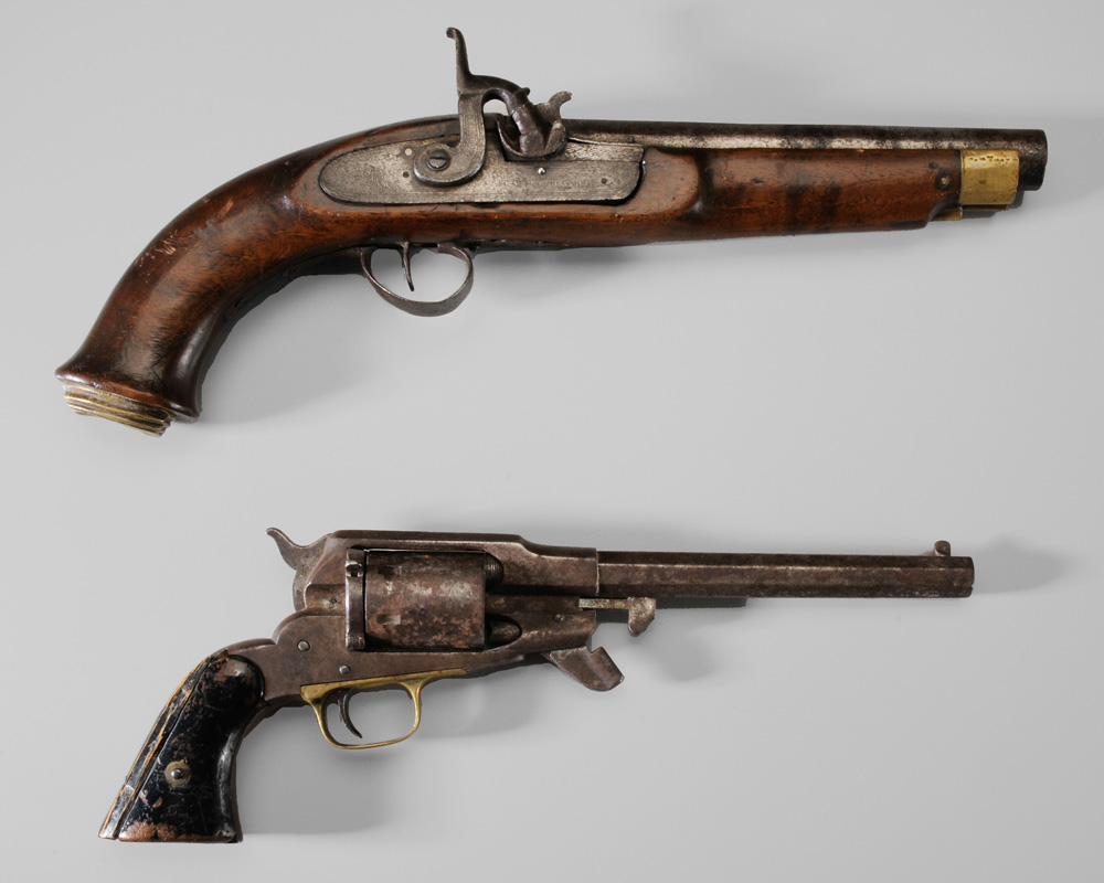 Appraisal: Two Early Hand Guns percussion pistol with in barrel undecipherable