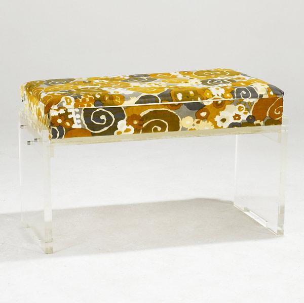 Appraisal: VLADIMIR KAGAN Lucite piano bench upholstered in original Jack Lenor