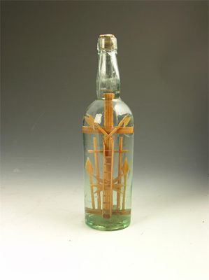 Appraisal: A pine crucifix with ladder spears and axes in a